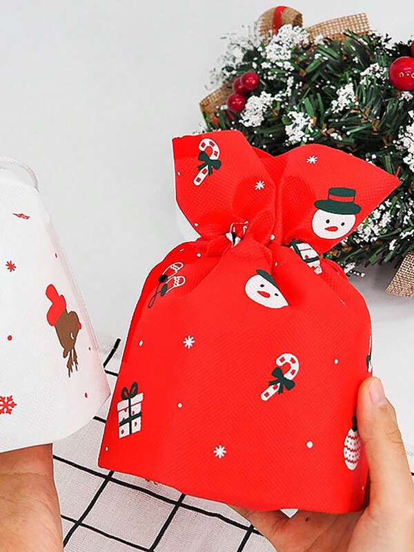10 pezzi Sacchetti regalo di Natale a cartoni animati, sacchetti per confezioni di frutta benedetta, sacchetti per spuntino, caramelle, biscotti, sacchetti per confezioni regalo, piccole borsette carine e raffinate