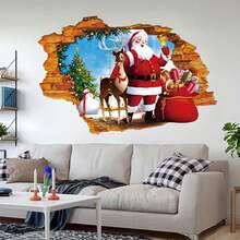 Miếng dán tường Giáng sinh hình ông già Noel phá vỡ sáng tạo, miếng dán cửa sổ kính có thể tháo rời trang trí cho phòng khách, phòng ngủ - Nhiều màu - Xem 8