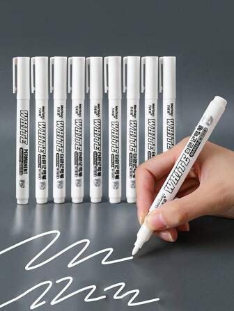 1pc/2pcs/3pcs/4pcs/5pcs/6pcs/7pcs/8pcs/9pcs/10pcs/11pcs/12pcs White Marker Pen Alcohol Paint Oily Waterproof Tire Painting Graffiti Pens Permanent Gel Pen For Fabric Wood Leather Marker