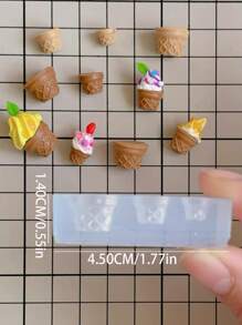 Mini Realistic Ice Cream Cone Squeeze Silicone Mold, For DIY Realistic Food Crafts, Clay, UV Gel