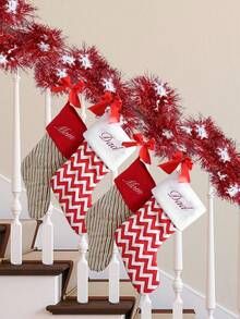 2pcs/1pc 红色和白色雪花六角形毛绒串，圣诞装饰雪花金属丝花环，适用于圣诞树装饰、节日派对场景布置、婚礼房间装饰 - 彩色 - 查看 3