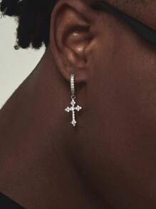 1 Pair Street Style Hip Hop Cross Rhinestone Accessories - Earrings - View 3