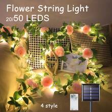 Artificial Rose Vine Fake Flower Garland Fake Silk Rose Hanging Vine For Wedding Party Background Arch Garden Background Decoration,Proposal, Wedding, Party Decoration(4 Style, Solar/Battery Powered, Not Including Battery) - Multicolor - View 10