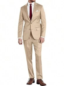 Men's Suits 2 Piece Sets Casual Sports Wedding Prom  Jacket Coat Blazer Pants Slim Tuxedo Suit Champagne Size XS-XXXL Fall Winter Gift Clothes Suits For Men - Champagne - View 1