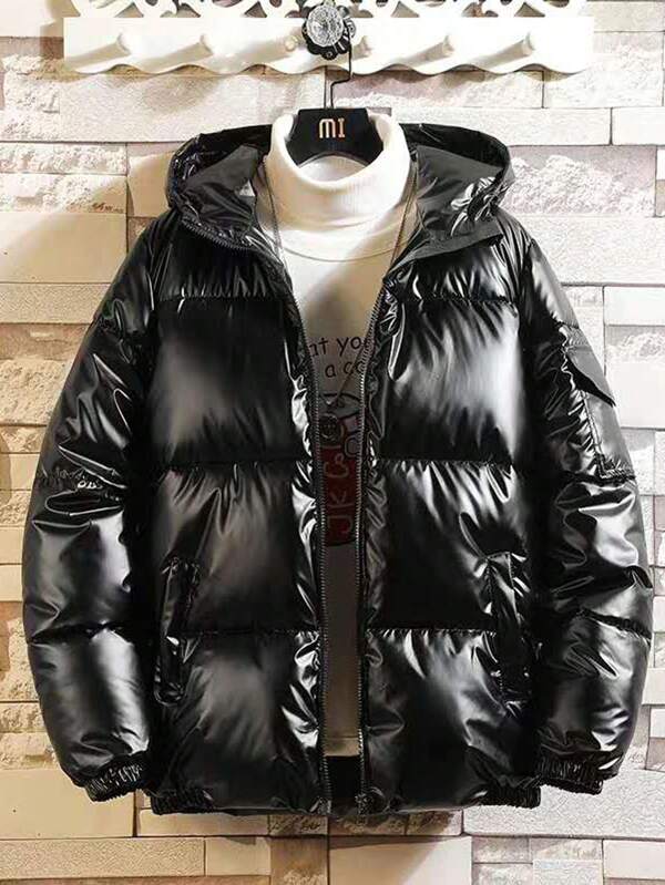 Abrigo de invierno con capucha con cremallera para hombres, suelto y ligero, para otoño