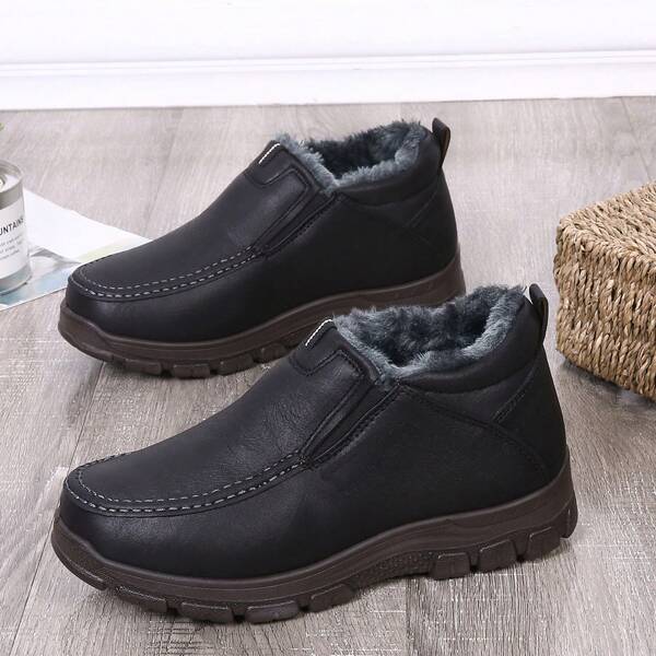 COSIDRAM Men Shoes Winter Snow Boots Cotton-Padded Slip On Casual Warm Walking Sneakers House Shoes
