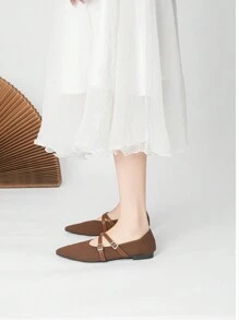 Women's Flat Shoes Breathable Knitted Fashionable Strap Comfortable Non Slip Shoes 2024 New Model