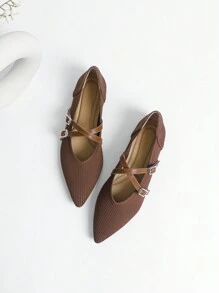 Women's Flat Shoes Breathable Knitted Fashionable Strap Comfortable Non Slip Shoes 2024 New Model