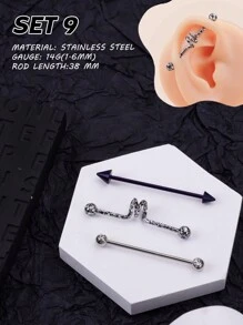 3 件/套 哥特式 垃圾朋克 工业穿孔首饰 不锈钢 蛋白石 水钻装饰 工业耳环 男女皆宜 心形 星形 工业棒状穿孔 鼻环 链 蛇形软骨 螺旋穿孔耳环 兔子剑 工业杠铃 身体穿孔首饰 38 毫米 1&1/2 英寸 工业穿孔棒 适用于万圣节礼物派对日常佩戴 - 彩色 - 查看 12