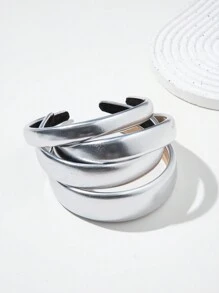1件装银色纯色优雅PU皮革发箍，适合日常佩戴，可作发带、发箍、头饰、发饰、头饰，夏季、假日、旅行、节日、派对等场合佩戴。 - 銀色 - 查看 3