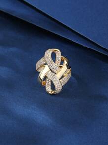 1 件女士时尚空心扭曲设计戒指，多种金属颜色可供选择 - 000567 - 查看 16