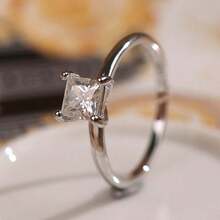 1入1ct閃耀莫桑石公主方形鉑金925純銀矩形戒指，高品質和時尚設計，適合婚禮、訂婚、情人節、母親節和萬聖節。附帶莫桑石證明和精美禮盒。 - 銀色 - 查看 7