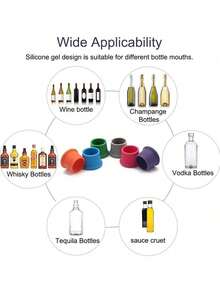 1 个可重复使用的硅胶酒塞，更换软木塞，密封酒瓶，可重复使用的啤酒瓶盖，葡萄酒保鲜器，易于清洁，防泄漏葡萄酒瓶盖固定器密封啤酒饮料香槟瓶盖酒吧配件、瓶子配件、家居装饰、圣诞礼物、杯子配件、送给朋友的礼物、送给家人的礼物、圣诞派对。 - 彩色 - 查看 6