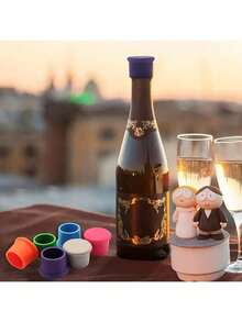 1 个可重复使用的硅胶酒塞，更换软木塞，密封酒瓶，可重复使用的啤酒瓶盖，葡萄酒保鲜器，易于清洁，防泄漏葡萄酒瓶盖固定器密封啤酒饮料香槟瓶盖酒吧配件、瓶子配件、家居装饰、圣诞礼物、杯子配件、送给朋友的礼物、送给家人的礼物、圣诞派对。 - 彩色 - 查看 2