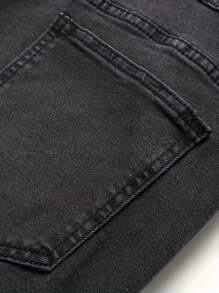 Men's Fashionable Pure Cotton Blended Slightly Elastic Jeans, Chic Street Style Regular Fit Men's Bottoms - Grey - View 10