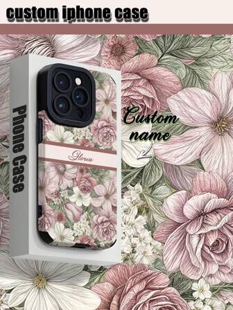Summer 1PC Customized Phone Case, Vintage Floral Pattern, Customizable With Letters, Names, Nicknames, Compatible With Iphone, Vertical Striped PU Leather Anti-Fall, Scratch-Resistant, Fingerprint-Proof TPU Full Edge Soft Case, Ideal For Personal, Partner, Family, Friend, Bestie Gifts, Birthday, Anniversary Floral Cute,Colorful,Stylish,Kawaii Custom,Personalized,Unique,Customized Ideal Gifts For Him,Ideal Gifts For Her Boyfriend,Girlfriend,Family,Friends,Grandparents,Couple,Pet Lovers For Anniversaries,For Birthdays,For Graduation,For Weddings,For Prom,For Mother's Day,For Father's Day,Customized Phone Cases,Street Casual Chic