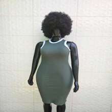 Bicolor Ribana Dress, The Perfect Choice For Those Looking For Elegance And Sophistication On Any Occasion! - 軍綠色 - 查看 1