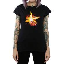 Disney Camiseta de algodón negra con estampado de Cars  para mujeres/damas de - Negro - Ver 3