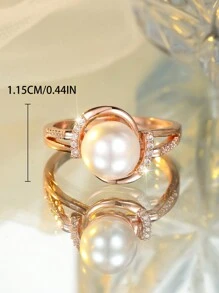 1pc Luxury Palace Style Pearl Engagement/Wedding Ring - Ring - View 2