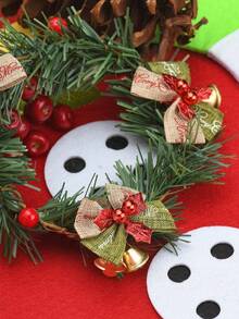 10 件圣诞蝴蝶结铃铛布挂饰，蝴蝶结圣诞树装饰微型铃铛吊坠，商场节日道具 - 彩色 - 查看 4