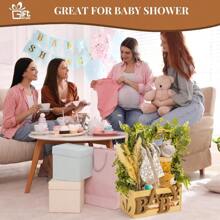1pcs Wooden Baby Shower Crate Closet, Baby Storage Crate With Handle, Basket For Baby Shower Gifts, Welcome Gift Basket For Newborn Boys Girls, Pregnancy Gifts For New Parents