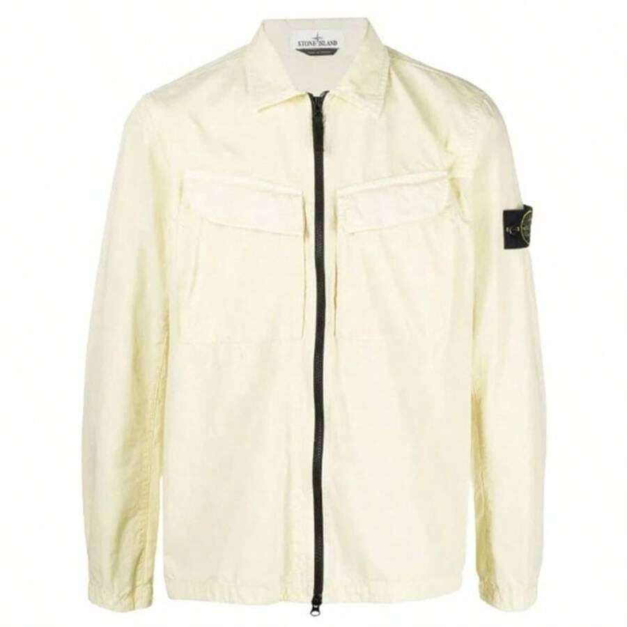 Stone Island Wappen Patch Old Effect ZipUp Jacket Beige SHEIN USA