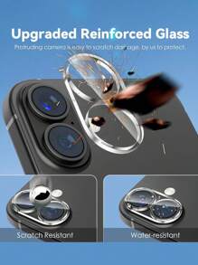 3-Pack Camera Lens Protector Film For IPhone 17/17 Pro/17 Pro Max/17 Air/16/16 Plus, Military-Grade Anti-Scratch Protection, 9H Hardness, Ultra-Clear, Bubble-Free Tempered Glass Camera Screen Protector, Transparent - Clear - View 2