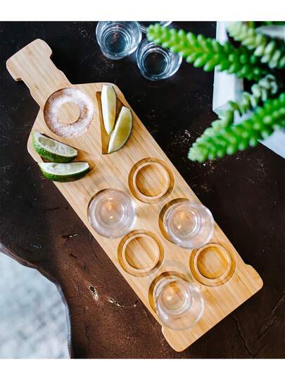 1 pieza Bandeja grande para fiesta de tequila | Tabla de cata de tequila | Tabla de chupitos de tequila | Bandeja de tequila personalizada | Regalo de tequila | Amante del tequila | Bandeja de tequila con borde salado y soporte para vasos de chupito - Adecuada para alcohol, fiestas, bodas, inauguración de casa, regalos para amigos