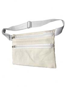 Pochete Porta Dolar Doleira Money Belt em algodão bege cinto elástico com regulagem 2 compartimentos com ziper fabricação nacional