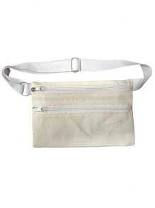 Pochete Porta Dolar Doleira Money Belt em algodão bege cinto elástico com regulagem 2 compartimentos com ziper fabricação nacional