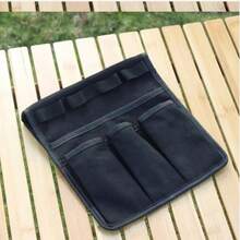 户外钓鱼休闲露营椅扶手收纳袋，2 个侧扶手挂袋可容纳水瓶、手机和钥匙，方便携带收纳袋 - 黑色 - 查看 6