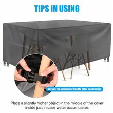 Outdoor Furniture Protection Cover – Heavy Duty Oxford Fabric – Waterproof & Windproof Anti-UV - Rectangular Patio Table Cover With Buckles & Drawstring Patio Furniture Cover Waterproof - Multicolor - View 4