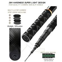 BAKAWA伸缩溪流钓竿鲤鱼饵笼碳纤维硬钓竿1.8米2.7米3.6米4.5米5.4米6.3米7.2米淡水迷你旅行饵笼 - 黑色 - 查看 8