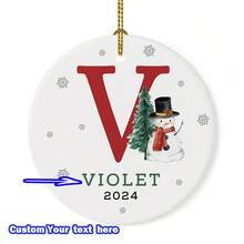 1pc Customizable Christmas Ornament - Personalized 26 Letter Alphabet Name - Festive Decoration, Customize Name Text, Christmas Gift For Yourself, Friends, Girlfriend, 8*8cm Round Ball Ornament,Christmas