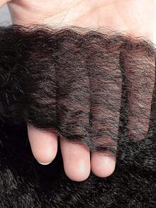 13x6 卷曲直发蕾丝前假发真人发 180% 密度透明蕾丝前假发真人发 Yaki 直发巴西发女士假发自然黑色 - 黑色 - 查看 6