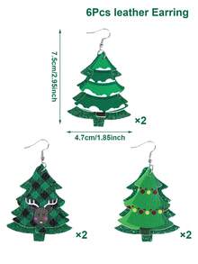 3 cặp bông tai da Giáng sinh, bông tai thiết kế cây thông Noel sáng tạo, mặt dây chuyền Giáng sinh, đồ trang trí Giáng sinh, đồ dùng tiệc Giáng sinh, đồ trang trí Giáng sinh, đồ trang trí Giáng sinh, đồ trang trí cây thông Noel, Halloween, đồ trang trí Halloween - cây thông giáng sinh - Xem 5