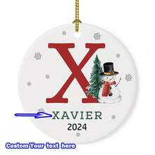 1pc Customizable Christmas Ornament - Personalized 26 Letter Alphabet Name - Festive Decoration, Customize Name Text, Christmas Gift For Yourself, Friends, Girlfriend, 8*8cm Round Ball Ornament,Christmas