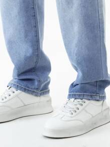 Men's Straight Baggy Jeans Premium Streetwear Oversized Rapper Denim Skater Style Loose Fit - Light Wash - View 5