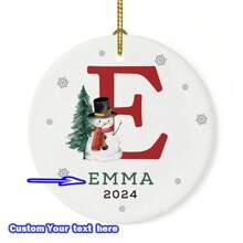 1pc Customizable Christmas Ornament - Personalized 26 Letter Alphabet Name - Festive Decoration, Customize Name Text, Christmas Gift For Yourself, Friends, Girlfriend, 8*8cm Round Ball Ornament,Christmas