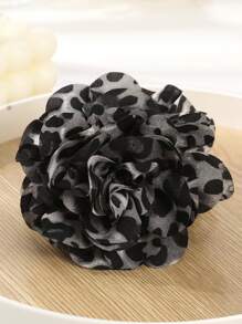 1 pieza Pinza de pelo con estampado de leopardo y flores vintage, adecuada para usar a diario. Pinza de pelo, pinza de mandíbula, pinza de pelo, pinza de pelo, pinza de pelo, accesorio de pelo con flores para mujer para outfits de vacaciones