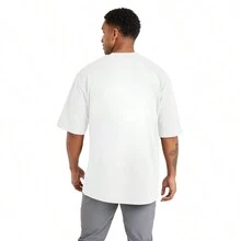 Oversized Streetwear Cotton T-Shirt For Men Comfort And Style For Your Workout - White - View 3
