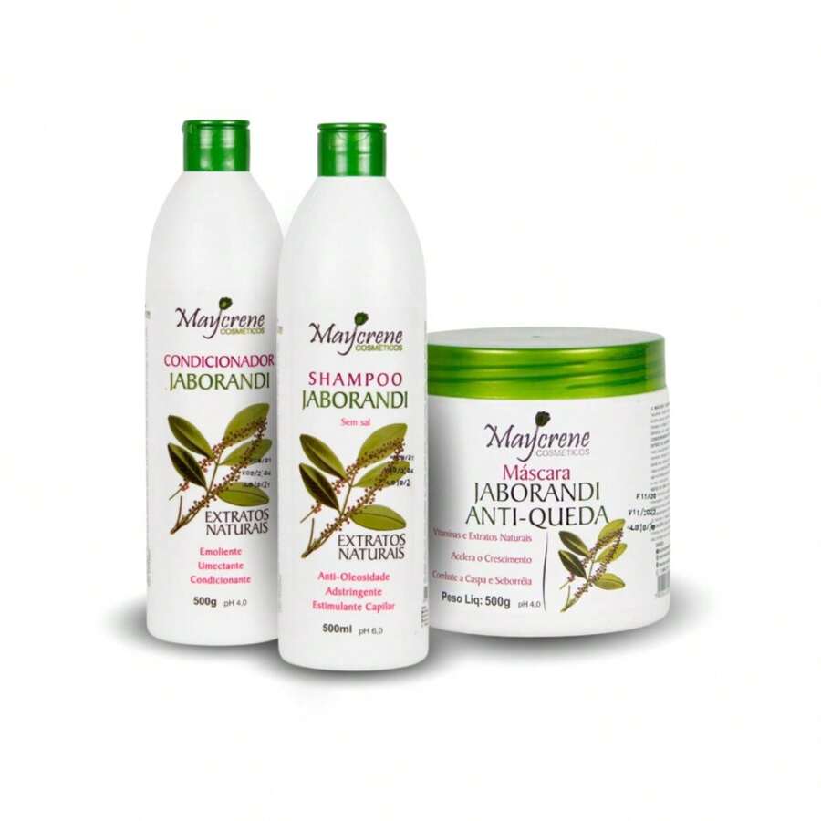 Jaborandi Anti-Dandruff Kit With Shampoo Conditioner And Mask 500ml Maycrene - 白色 - 查看 1