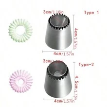 2 piezas/Paquete de Boquillas de Decoración para Pastelería, Boquillas para Decorar Pasteles, Galletas y Cupcakes - Plateado - Ver 10