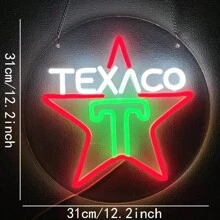 用于车库装饰的德士古霓虹灯标志、德士古汽油发动机油加油站标志灯、用于酒吧洞穴墙壁装饰的 LED 标志、个性化礼物。5V，USB 供电。 - 彩色 - 查看 3