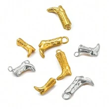 3pcs Stainless Steel 18K Gold-Plated Boots Pendant Pendant DIY Necklace Earrings Jewelry Accessories Making