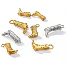 3pcs Stainless Steel 18K Gold-Plated Boots Pendant Pendant DIY Necklace Earrings Jewelry Accessories Making