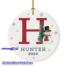 1pc Customizable Christmas Ornament - Personalized 26 Letter Alphabet Name - Festive Decoration, Customize Name Text, Christmas Gift For Yourself, Friends, Girlfriend, 8*8cm Round Ball Ornament,Christmas