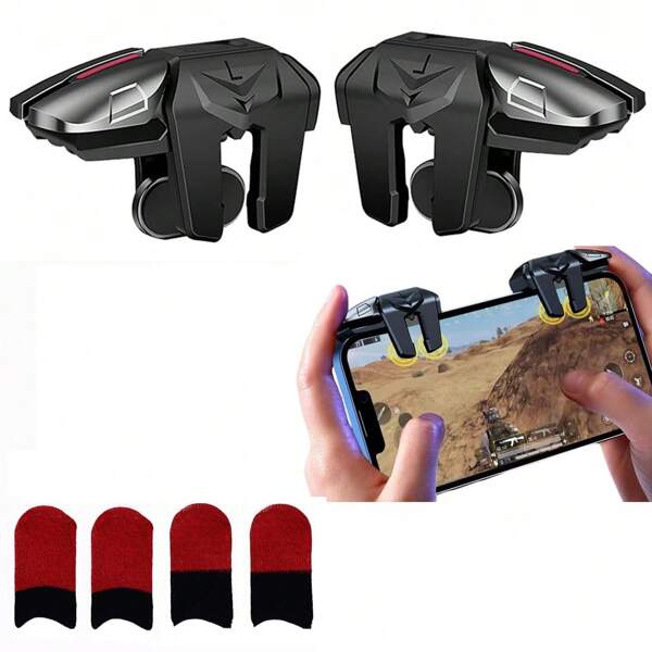 Game Controller Mobile Game Triggers For P UBG/Knives Out/COD/Rules Of Survival Double Click With 4 Fiber Sensitive Finger Gloves For All IPhone, IPad,Android Phone,And Most Smartphone Gifts For Family,Friends,Kids,Birthday,Christmas, Winter, Girlfriend,Boyfriend