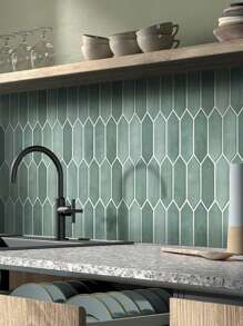 COMMOMY 3D Tile Stickers, 3D Elongated Hexagon Peel And Stick Wall Tiles, Matte, Water And Mold Proof, Thicker Design, 30 X 30cm, For Kitchen Backsplash, RVs, Renters Wall Decor, Bedroom Decor, Pink Room Decor - Multicolor - View 8