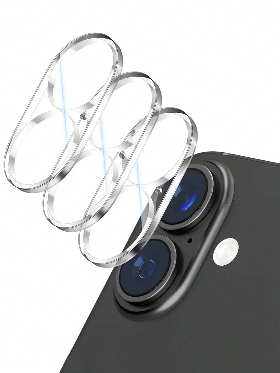 3-Pack Camera Lens Protector Film For IPhone 17/17 Pro/17 Pro Max/17 Air/16/16 Plus, Military-Grade Anti-Scratch Protection, 9H Hardness, Ultra-Clear, Bubble-Free Tempered Glass Camera Screen Protector, Transparent - Clear - View 1